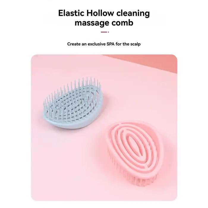 Brosse de lavage des cheveux creuse et flexible avec dents rondes