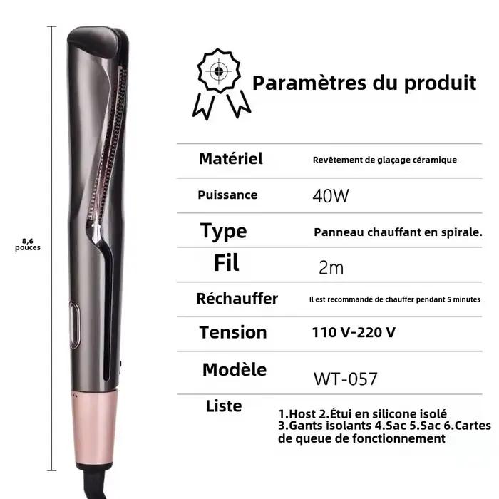 Lisseur et boucleur électrique professionnel 2-en-1 en céramique avec contrôle de température en alliage d'aluminium