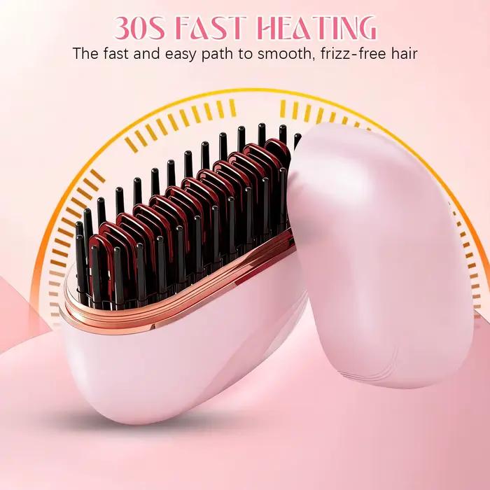 Nouveau Mini Lisseur Portable Rechargeable 2026 – Brosse Lissante Anti-Brûlure Sans Fil à Chargement