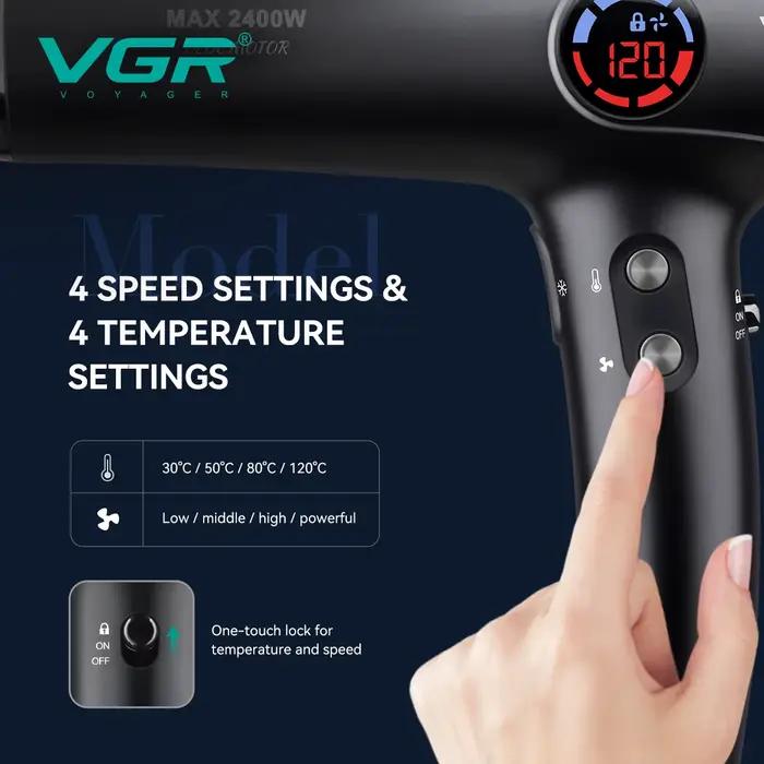 VGR Sèche-cheveux professionnel puissant Moteur sans balais amélioré 110 000 tr/min Souffleur Promotion Convient aux