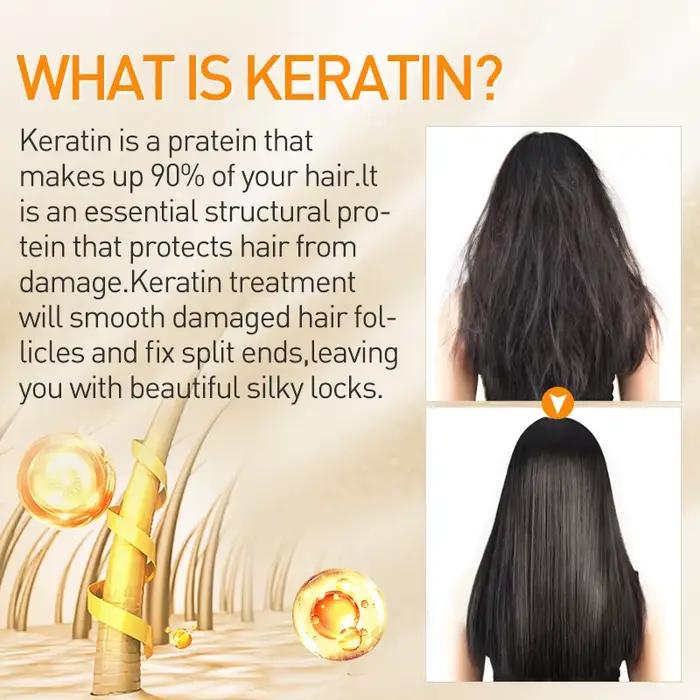 PURC 300ml traitement des cheveux à la kératine brésilienne et 100ml ensemble de shampooing purifiant professionnel