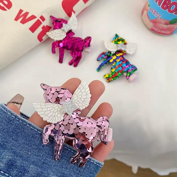 Barrettes à cheveux licorne à paillettes mignonnes 2026 pour femmes