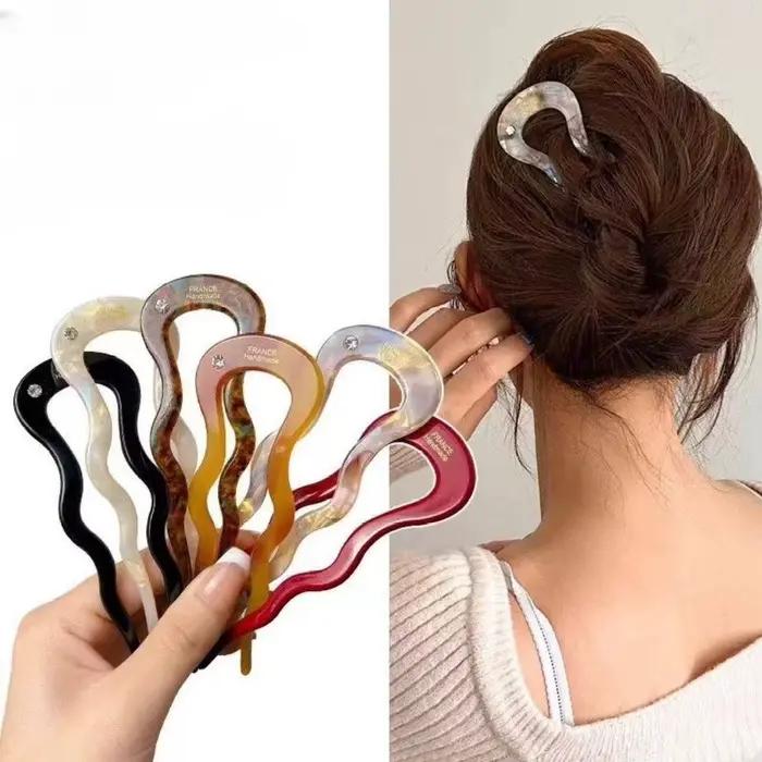 2025 nouvel accessoire de cheveux tempérament Simple en forme de U acétate épingle à cheveux ronde épingle à cheveux chignon en forme de cheveux rond accessoire de cheveux