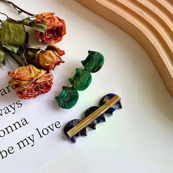 Pince à cheveux plate élégante motif chat de dessin animé