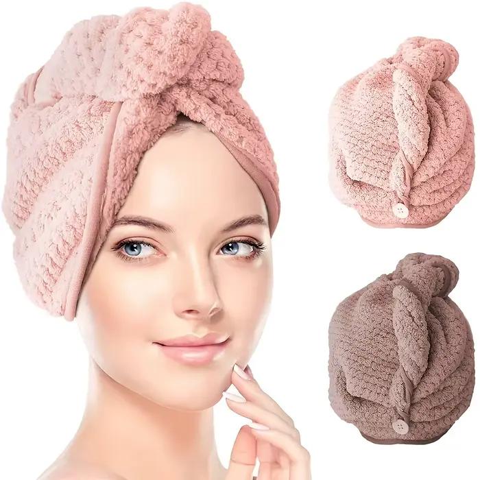 Serviette de séchage des cheveux en microcarence avec bouton