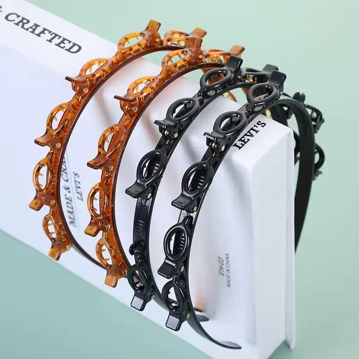 Multi-couche creux tressé femmes frange bandeau coiffure fer accessoires pince à cheveux