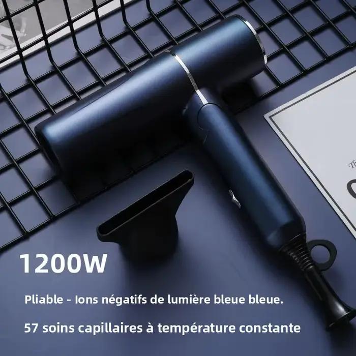Nouveau sèche-cheveux pliable à lumière bleue et ions négatifs