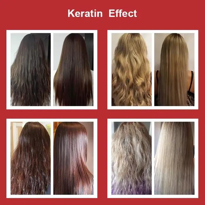 PURC 300ml traitement des cheveux à la kératine brésilienne et 100ml ensemble de shampooing purifiant professionnel