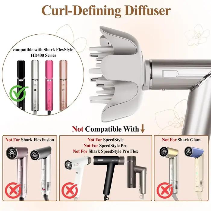 Diffuseur de lotus pointu réglable pour buse de soufflage Flexstyle-Curl Definition pour cheveux bouclés et contrôle