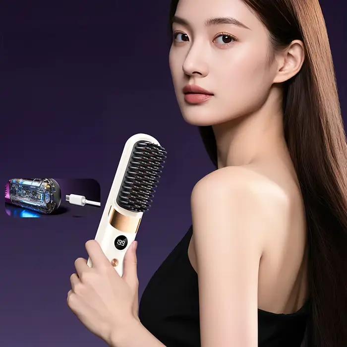 Brosse lissante pour cheveux avec écran LCD