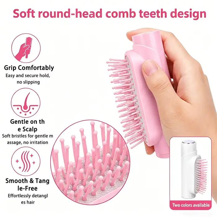 Brosse à cheveux portable 2-en-1 avec vaporisateur | Bouteille de pulvérisation intégrée