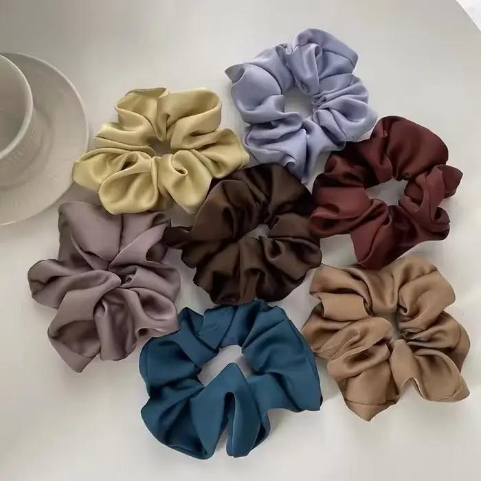 Chouchous en Satin de soie pour femmes, 1 pièce, élastiques coréens pour dames et filles, bandeau pour queue de cheval, accessoires pour cheveux