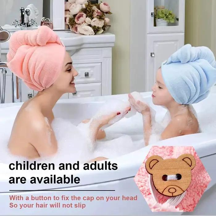 Bonnet de bain en microcarence pour séchage rapide des cheveux pour femme