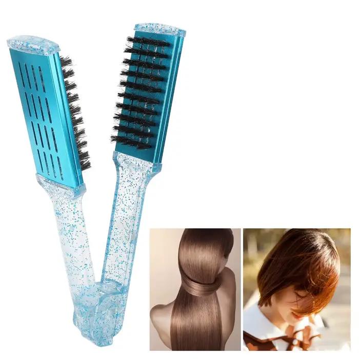 Brosse lissante multifonctionnelle bleue exquise avec pince