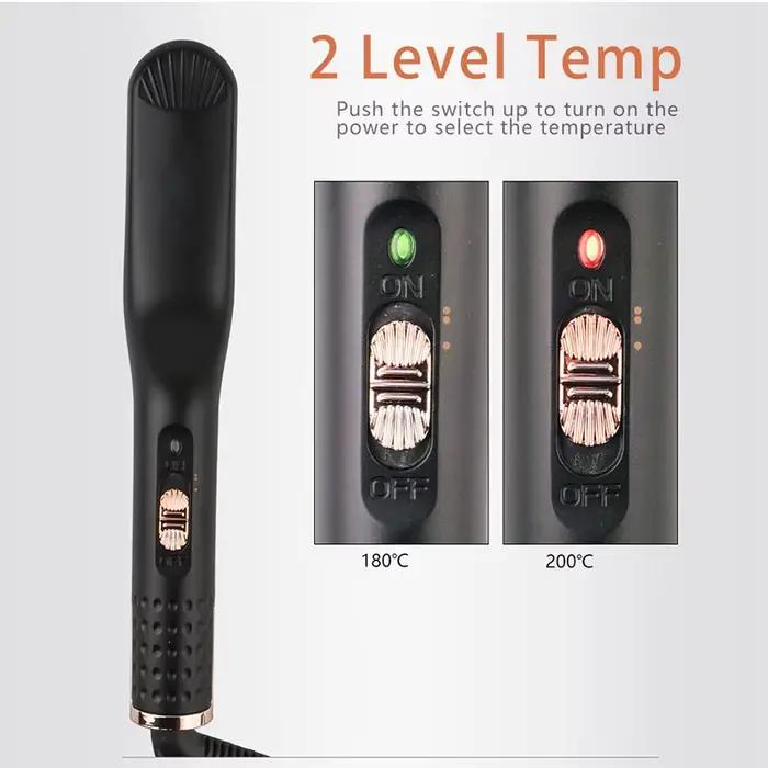 Lisseur de cheveux professionnel Brosse en céramique Anti-brûlure Mini peigne à barbe Chauffage rapide