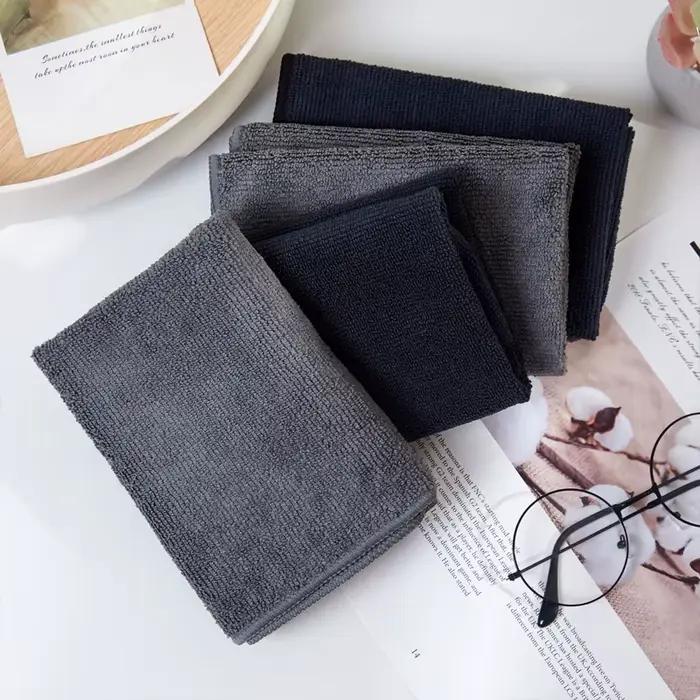 Serviette de Salon de coiffure en microfibre noire