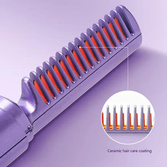 Brosse à lisser les cheveux 3 niveaux 60s Anti-brûlure chaleur sans fil peigne chaud Rechargeable 4000mAh batterie