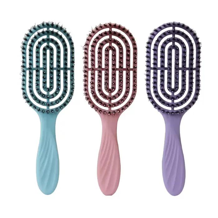 Brosse à cheveux démêlante en poils de sanglier, peigne à cheveux, brosse à cheveux creuse, peigne à double usage, outils de coiffure