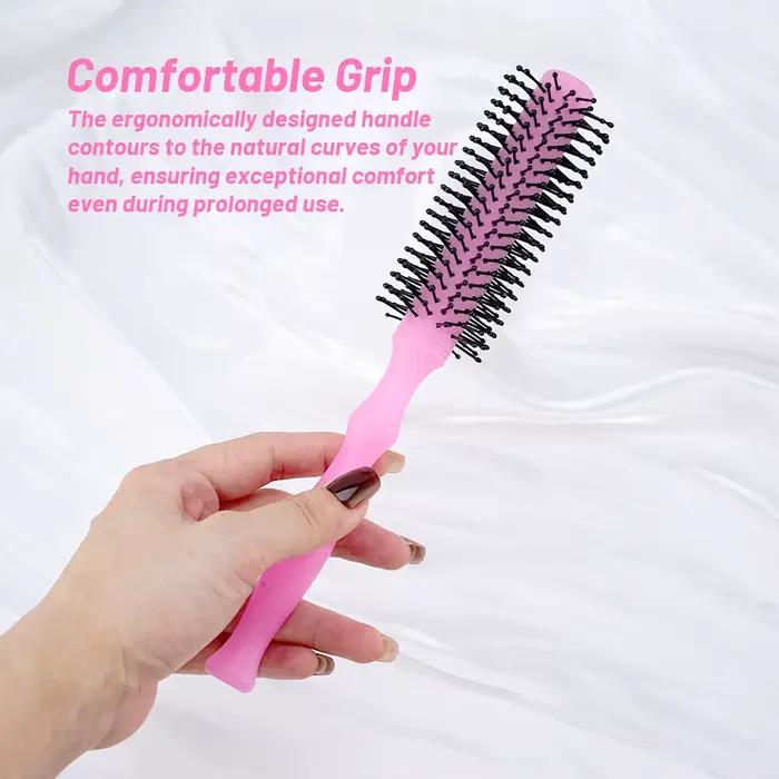 Brosse de coiffage ergonomique à poignée ronde - Design cylindrique incurvé