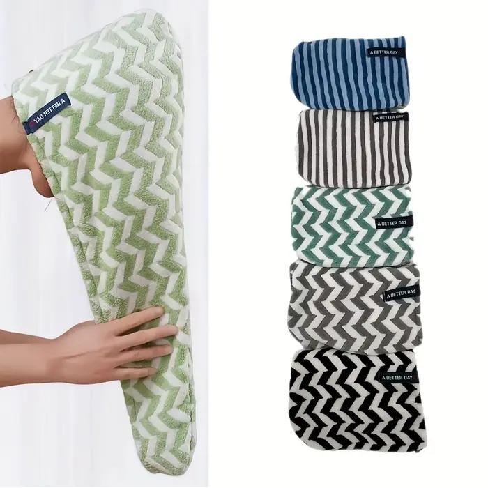 Serviette sèche pour cheveux en microfibre rayée