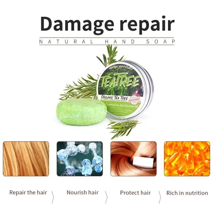 Le shampooing végétal à l'huile essentielle d'arbre à thé est rafraîchissant
