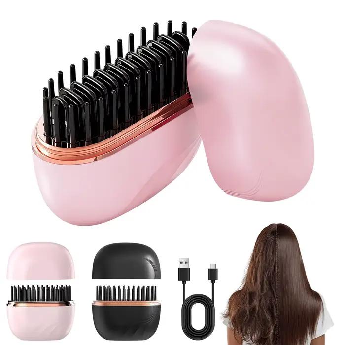 Nouveau Mini Lisseur Portable Rechargeable 2026 – Brosse Lissante Anti-Brûlure Sans Fil à Chargement