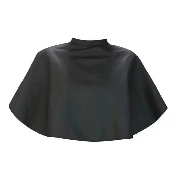 Cape de coiffure imperméable carrée courte noire – Outil de teinture et d'enveloppe de coupe de cheveux de barbier professionnel