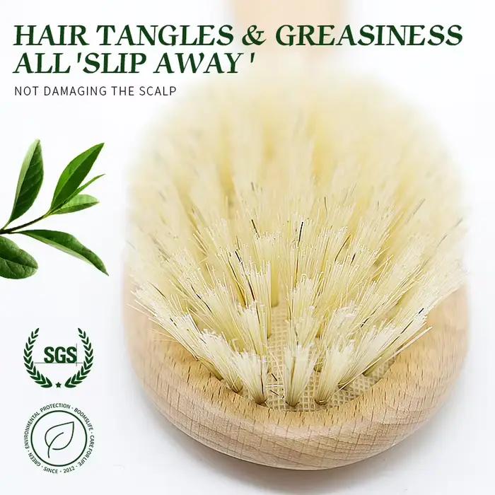 Brosse à cheveux en poils de sanglier doux, peigne en bois pour femmes, pour cheveux longs et bouclés, épais, Massage du cuir chevelu, outils de soins capillaires