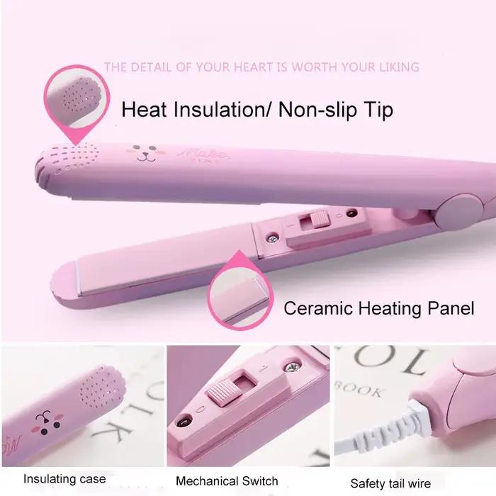 Nouveau Mini fer à lisser fer plat fer à friser en céramique cheveux courts Portable double usage bigoudi soins de coiffure pour voyager