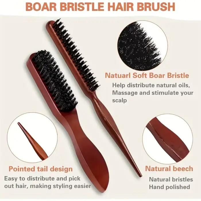WANMEI 1/2 pièces brosse à cheveux Premium avec manche en bois-réduit les frisottis et la statique-ensemble de brosses
