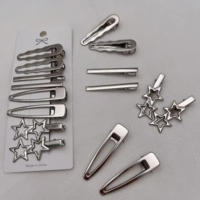 Pinces à cheveux en métal argenté pour femmes et filles, épingle à cheveux en bec de canard Y2K, frange de personnalité, couvre-chef latéral, Barrettes, accessoires de coiffure