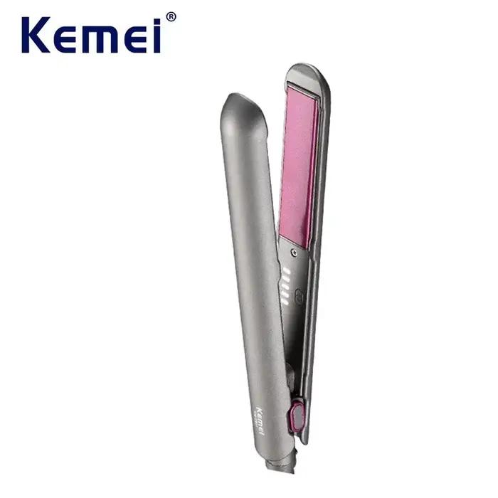 Kemei fer plat en céramique professionnel pour lisseur de cheveux moins crépus finition lisse plaques flottantes outil de coiffure chaleur rapide