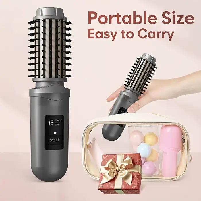Nouvelle brosse lissante ionique sans fil portable rechargeable par USB 2-en-1