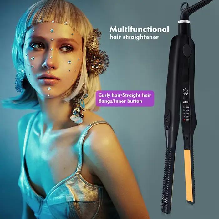 Fer plat professionnel en céramique 2 en 1, lisseur de cheveux, cheveux courts, crayon moelleux, bigoudi