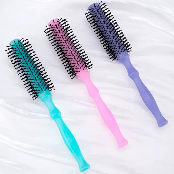 Brosse de coiffage ergonomique à poignée ronde - Design cylindrique incurvé
