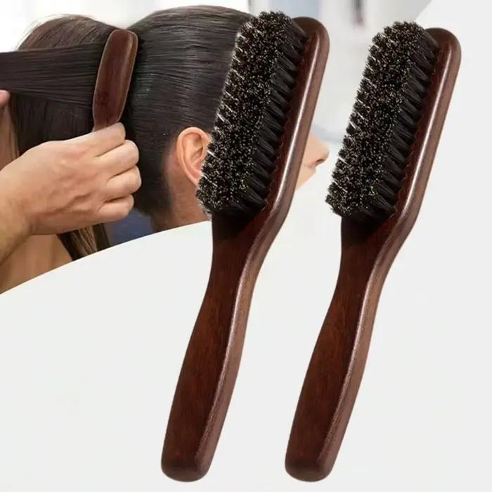 Brosse à cheveux en poils de sanglier brun chaud