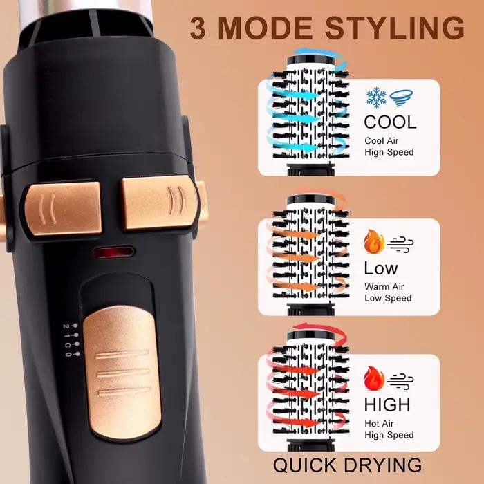 Hatteker EU 4 têtes brosse à Air chaud sèche-cheveux vent fort électrique lisseur bigoudi rouleau peigne souffleur outil de coiffure pour femme