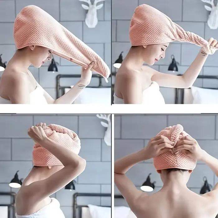 Serviette de séchage des cheveux en microcarence avec bouton