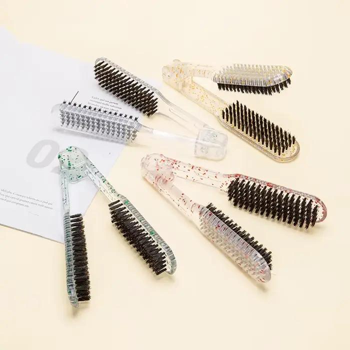 Brosse et peigne antistatiques à double face pour cheveux épais et rugueux