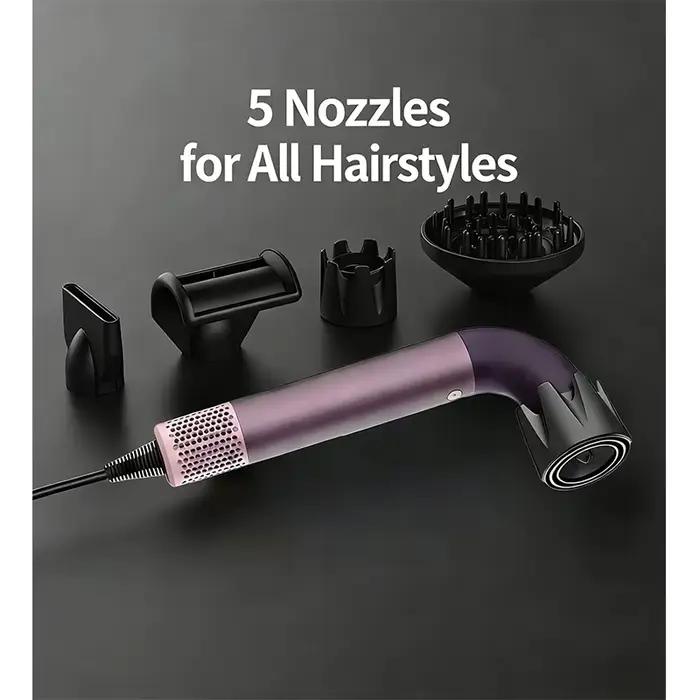 Sèche-cheveux professionnel 5 en 1 à grande vitesse avec tube incurvé