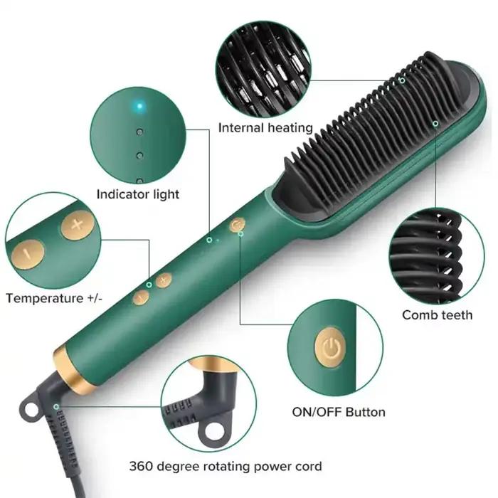 Brosse à lisser électrique PTC pour femme