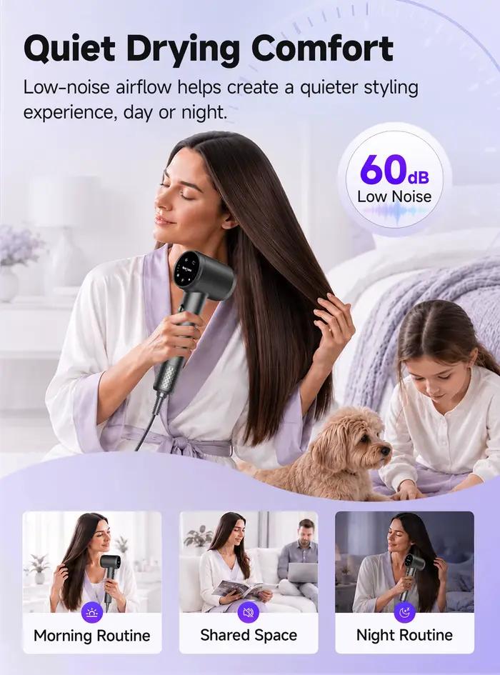 Sèche-cheveux haute vitesse 600 millions d'ions négatifs soins capillaires 110000 tr/min séchage rapide 220V (avec