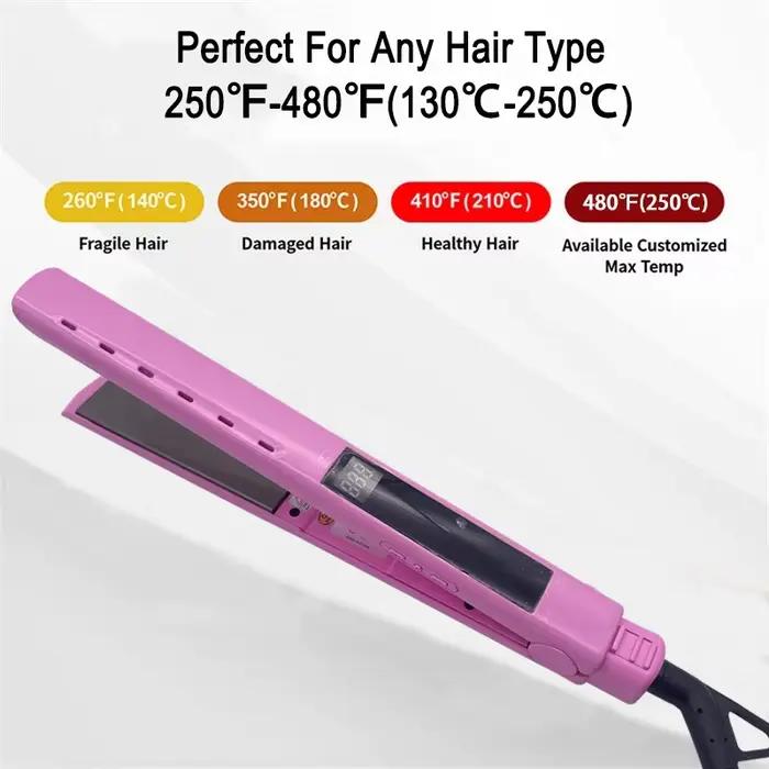 Lisseur à Cheveux Professionnel en Titane avec Écran LCD Numérique et Température Réglable