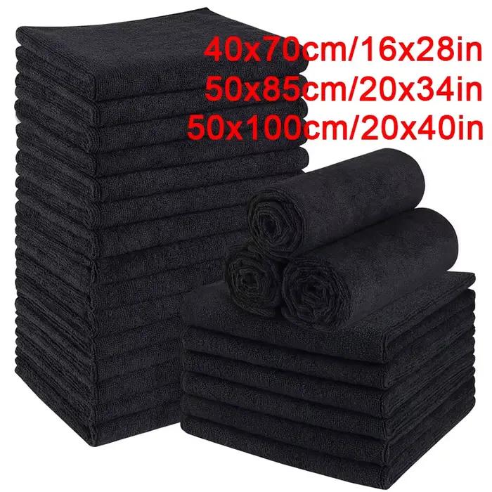 Ensemble de serviettes de séchage pour cheveux en microfibre noire