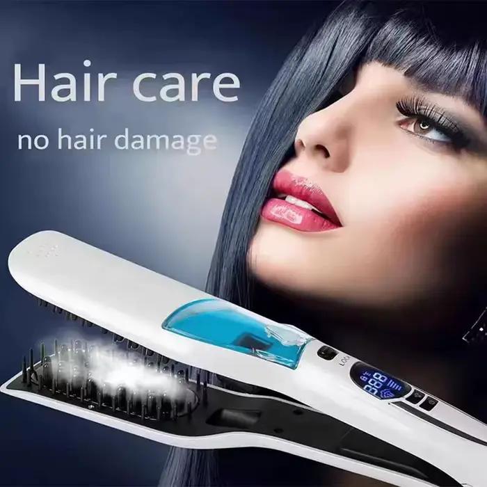 Brosse Lissante Vapeur Anti-brûlure à Ions Négatifs pour Soin des Cheveux