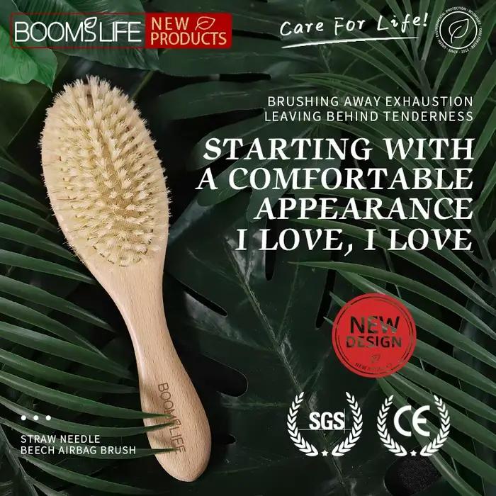 Brosse à cheveux en poils de sanglier doux, peigne en bois pour femmes, pour cheveux longs et bouclés, épais, Massage du cuir chevelu, outils de soins capillaires