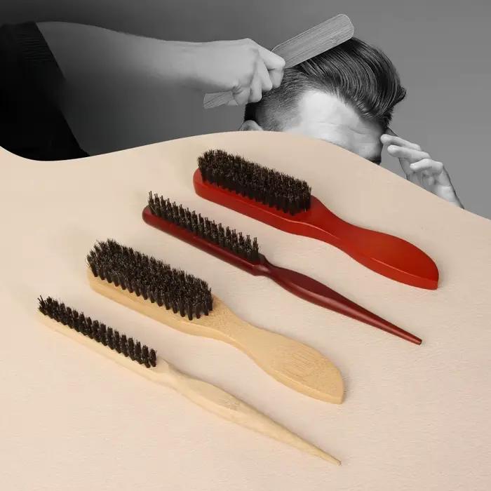 Ensemble de brosses à cheveux en poils de sanglier pour hommes et femmes, peigne à barbe, brosse à pommade, peigne pour taquiner les cheveux, outil de coiffure volumisant, peigne pour Salon de maison