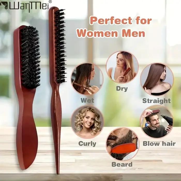 WANMEI 1/2 pièces brosse à cheveux Premium avec manche en bois-réduit les frisottis et la statique-ensemble de brosses