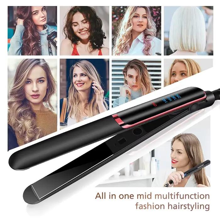 Lisseur de cheveux professionnel bigoudi attelle électrique fer plat Ion négatif droit fer à friser plaques ondulation