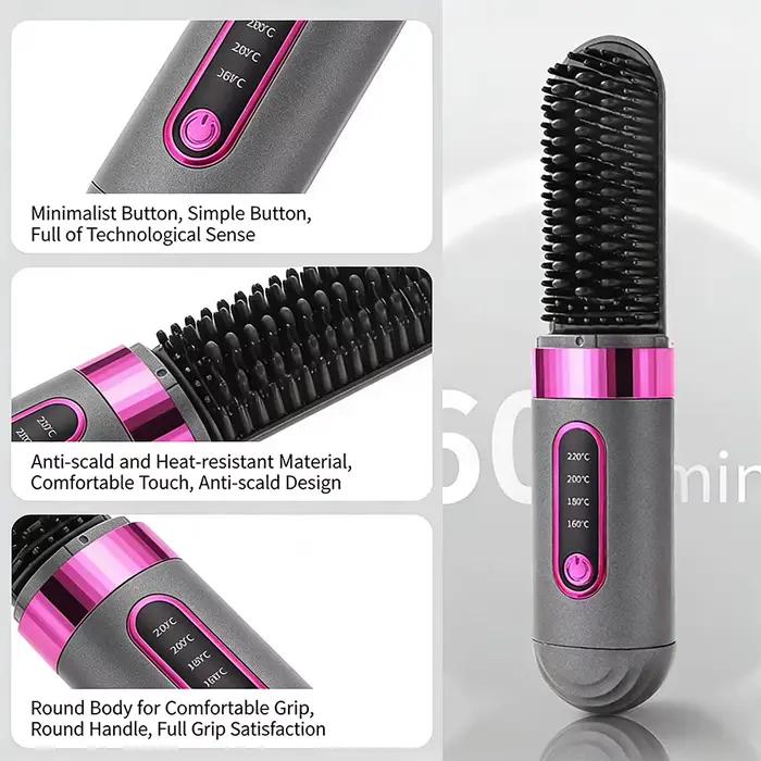 Brosse à lisser les cheveux en céramique sans fil